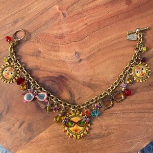 Vintage Lunch at the Ritz 2GO Sun Face Sunglasses Charm Anklet Bracelet 10” Rare